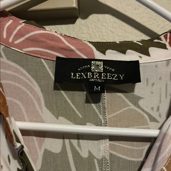 Lex Breezy womens Tropical Leaf Print Shirt - Green, Brown, White - Picture 2 of 4